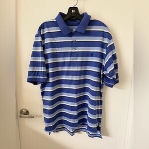 Ralph Lauren Men’s Polo Golf Shirt Sz L – Blue Stripe Cotton Classic Preppy